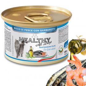 Консервирана храна за котки HEALTHY MEAT All days CAT Fish and Shrimps с прясна риба и скариди